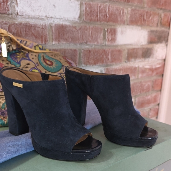 Calvin Klein Collection Navy Suede BEITRIS Mules - Picture 5 of 14